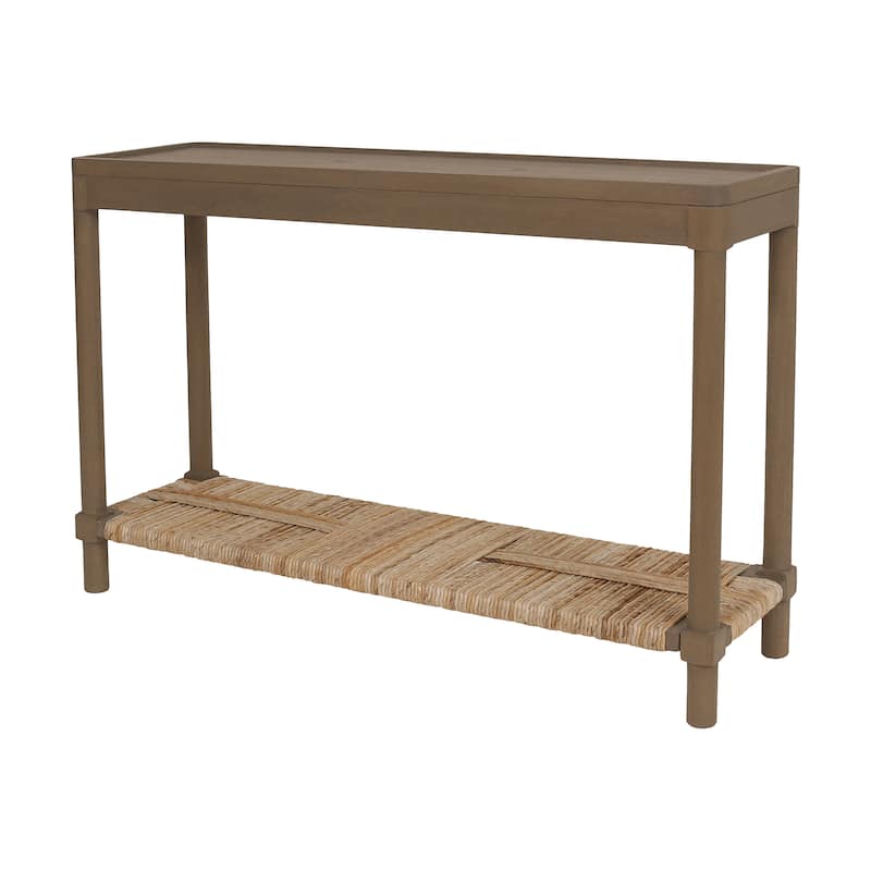 Asher Wood Tray Top Console Table with Rush Shelf by East at Main