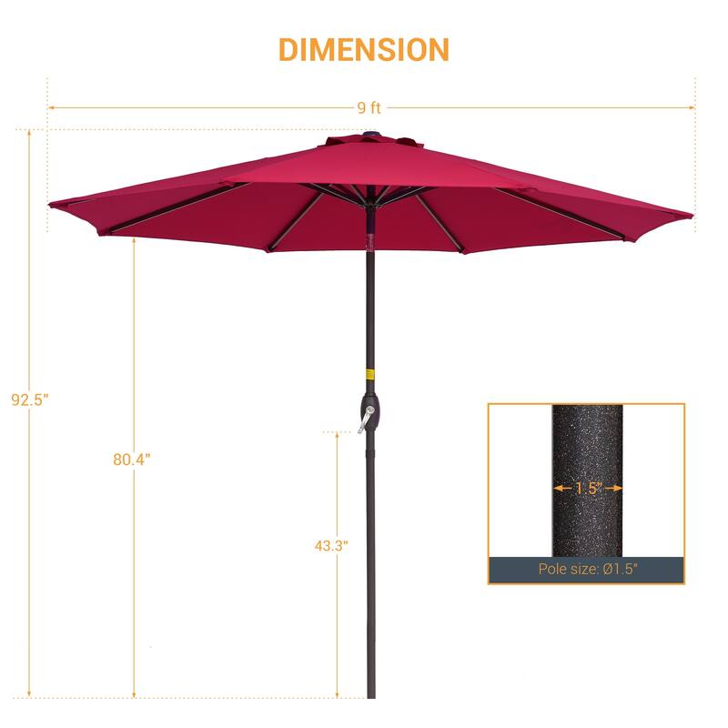LIVOOSUN 9ft Patio Umbrella Outdoor Table Umbrella with Tilt and Crank