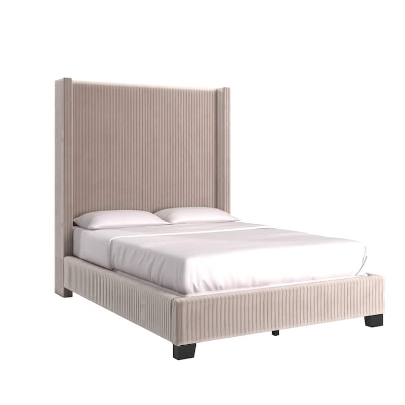 Judith Pleated Velvet Upholstered Wingback Bed by iNSPIRE Q Modern
