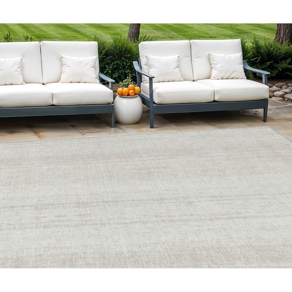 HomeRoots Striped Transitional Rectangle Outdoor Rug