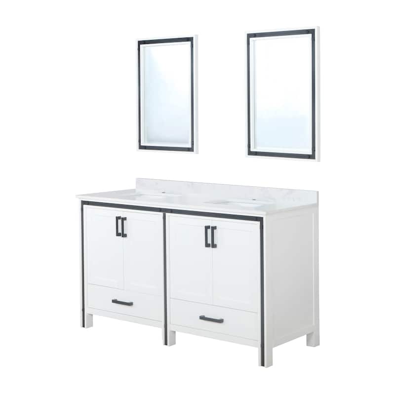 Ziva Bath Vanity, White Quartz Top and Mirrors
