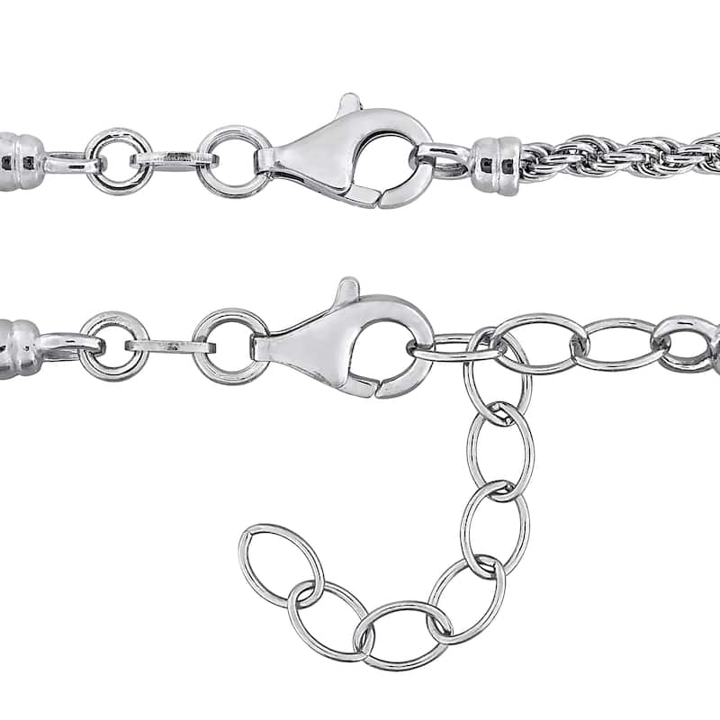 Miadora Sterling Silver Rope and Curb Link Chain Necklace and Bracelet Set