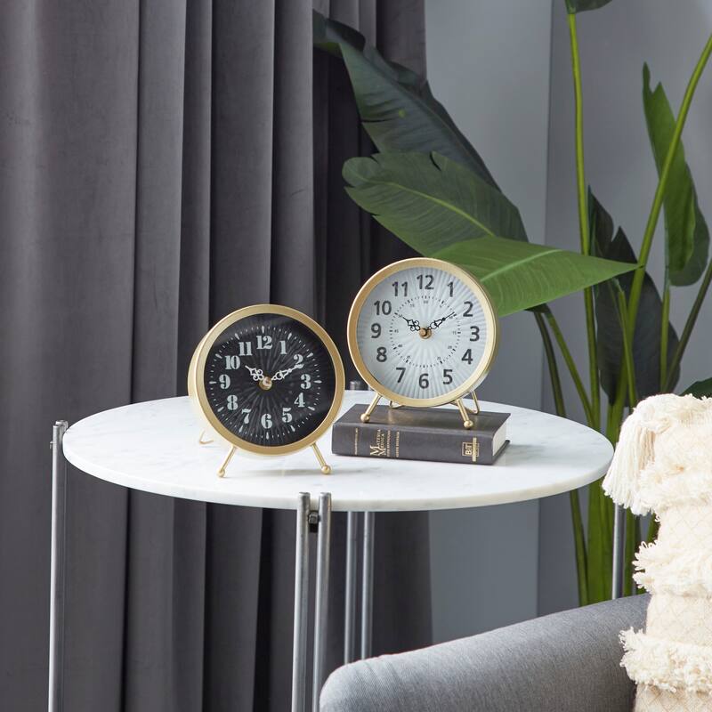 Metal Clock - Set of 2 Gold - Roche River Decor - 6"W x 6"L x 7"H