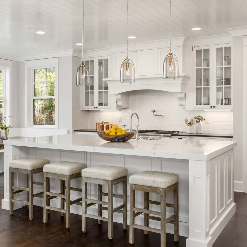 Mid-century Mini Pendant 1-light Modern Gold/ Farmhouse Black Seeded Glass Kitchen Island Pendant Lights for Bar