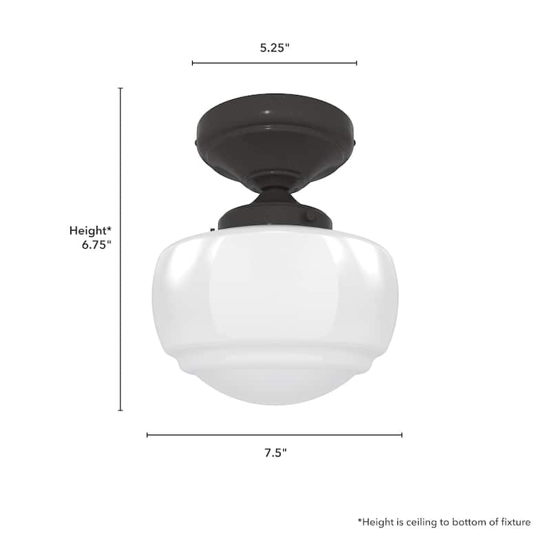 Hunter Saddle Creek 1 Light Contemporary Schoolhouse Flush Mount Ceiling Light - Bathroom, Hallway, Bedroom, Entry - Damp Rated!