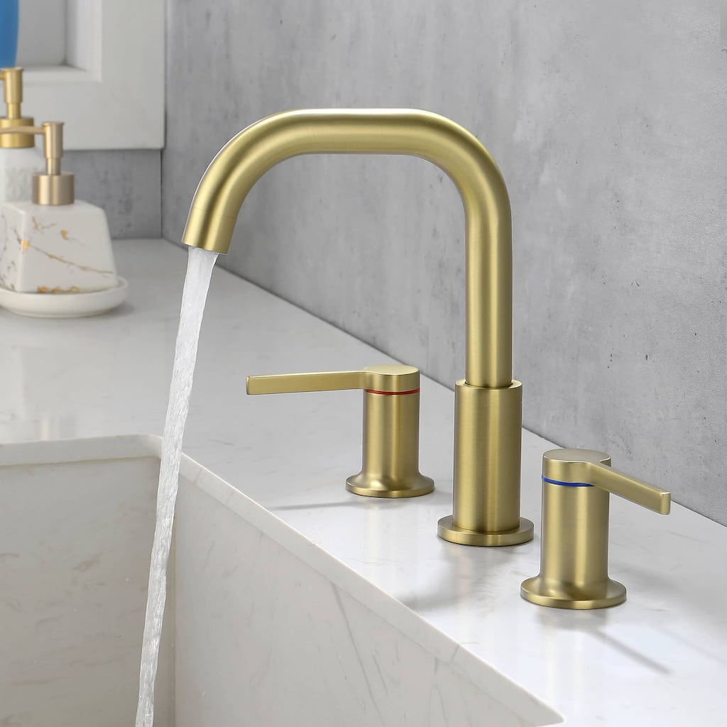Widespread Bathroom Faucet 3 Holes Bathroom Sink Faucet Two Handle 8 Inch Modern Basin Vanity Mixer Taps With Valve