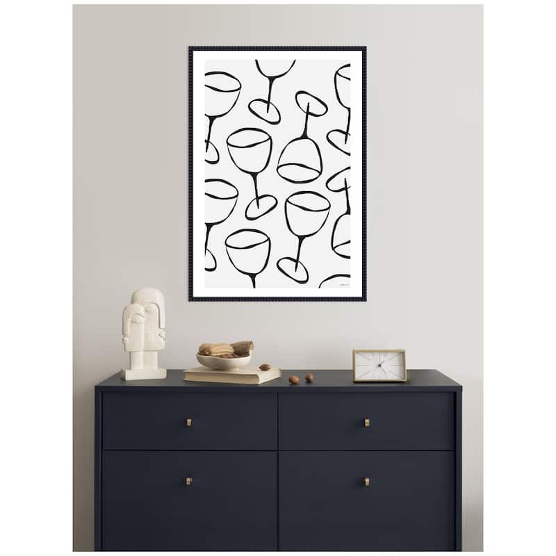 Kate and Laurel Wine Everywhere by Gabrielly Guedes Framed Canvas Wall Art Print