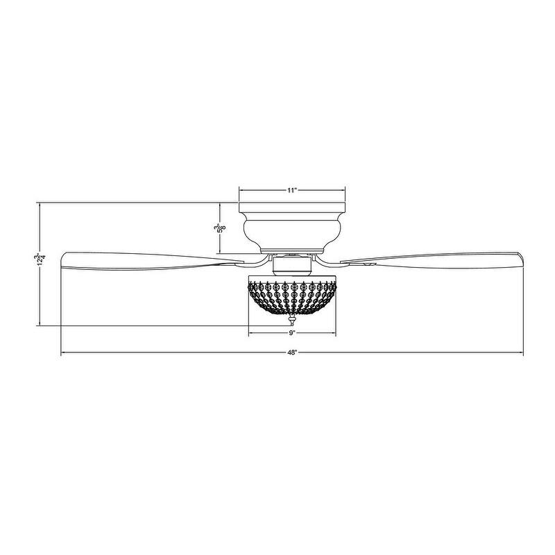 48-inch Flush Mount Crystal Ceiling Fan with Light and Remote Control