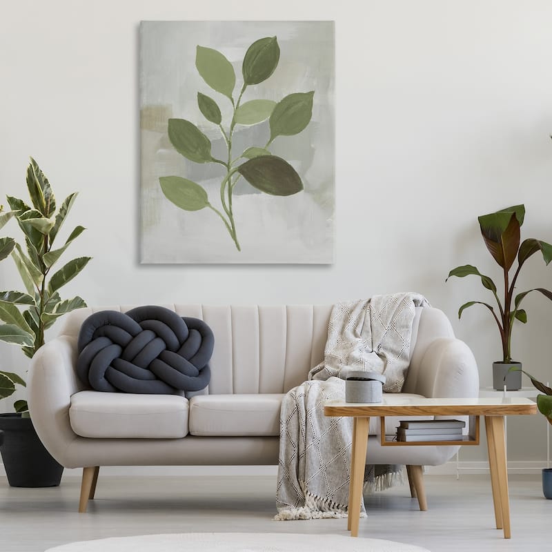 Stupell Leaf Sprigs over Grey Canvas Wall Art Design By Lanie Loreth