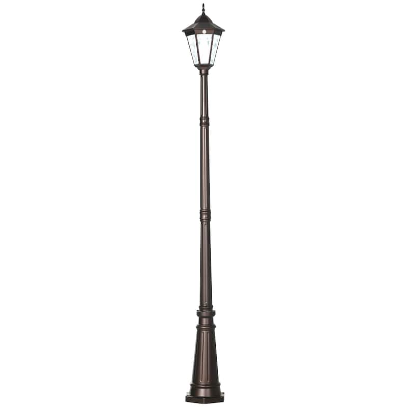 Outsunny 94.5" Solar Lamp Post Light, Dusk to Dawn Vintage Style Street Light, Aluminum Solar Powdered Lamp, PIR Motion Sensor