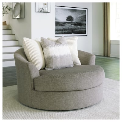 Signature Design by Ashley Creswell Stone Oversized Swivel Accent Chair - 56"W x 56"D x 32"H