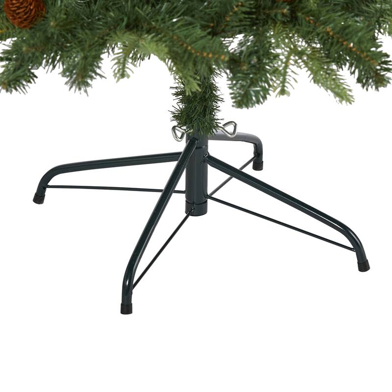6' Wellington Spruce "Natural Look" Artificial Christmas Tree with 300 Clear LED Lights and Pine Cones