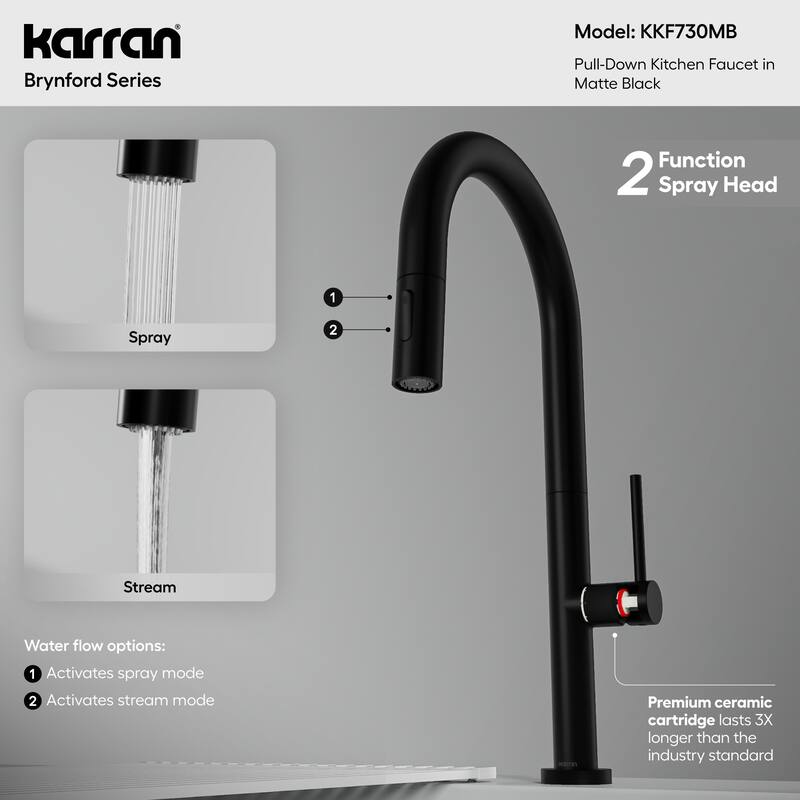 Karran Brynford Single Handle Pull-Down Sprayer Kitchen Faucet