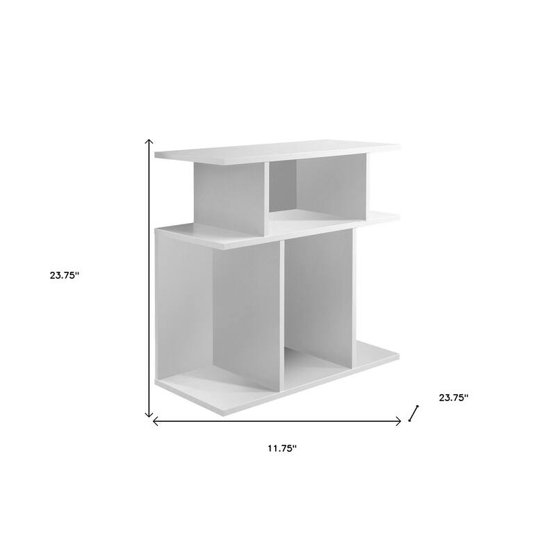 HomeRoots 24" White Wood End Table With Six Open Shelves - 11.75