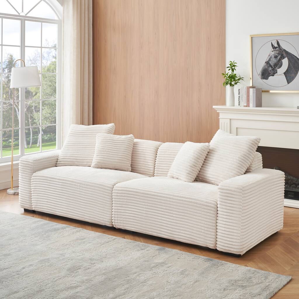 104-inch large sofa with 4 throw pillows,4-seat