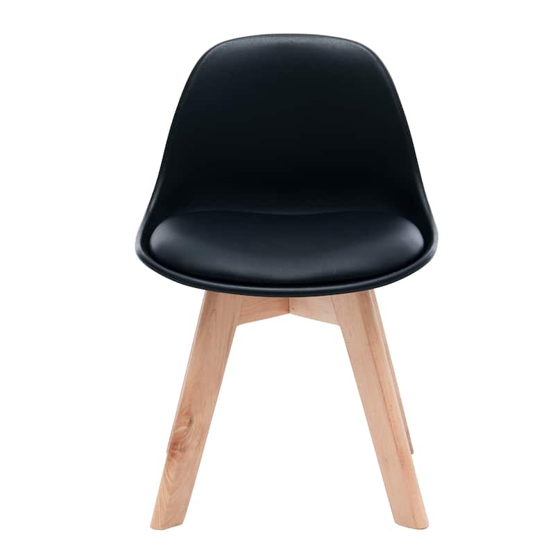 Porthos Home Brynn Kids Chair, Plastic Shell With Seat Cushion, Beech Wood Legs