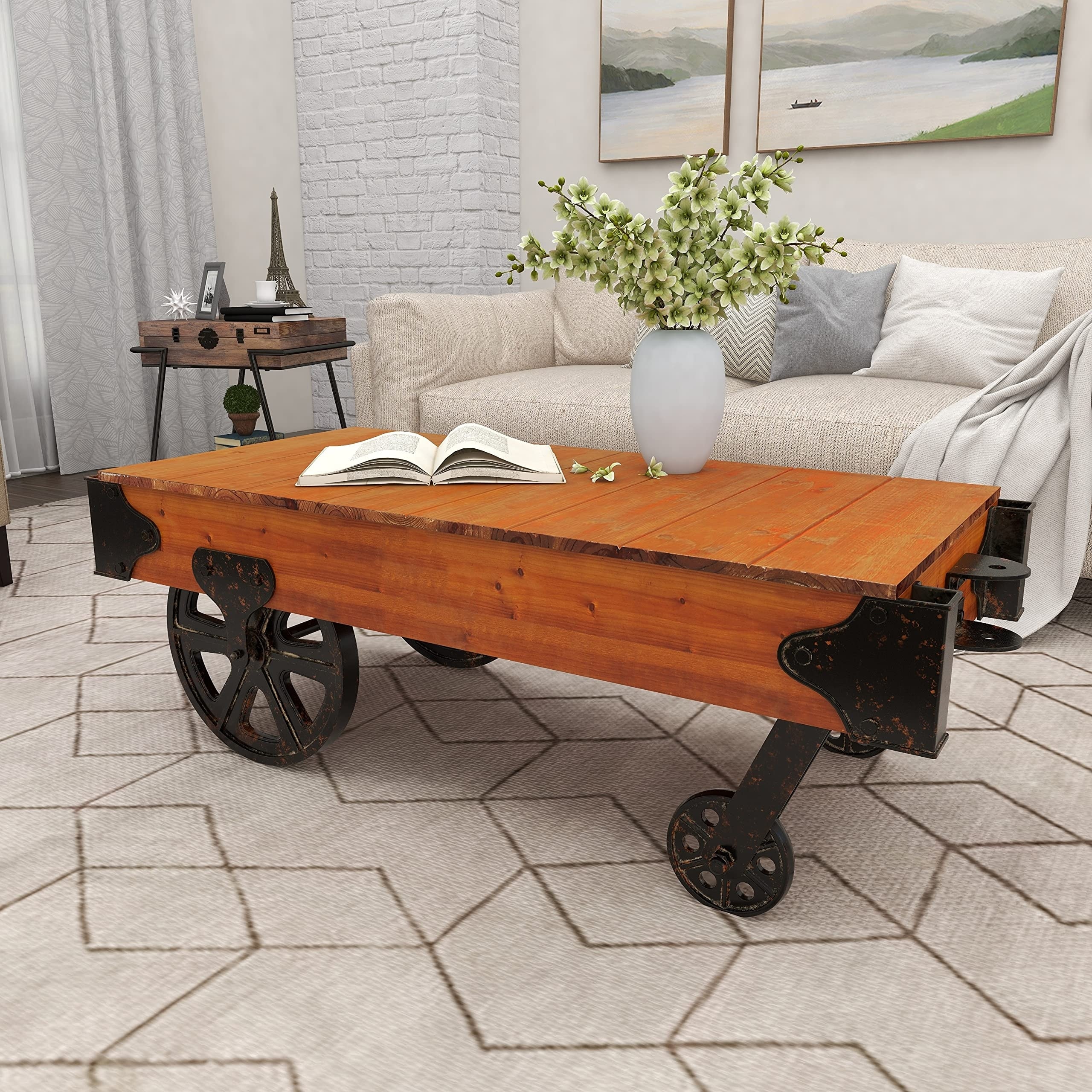 79 Wood Pallet Inspired Coffee Table with Wheels, 45\, image size:2560x2560