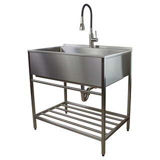 Transolid TFH-3622-SS 36-in Stainless Steel Laundry Sink with Wash Stand in Brushed Satin