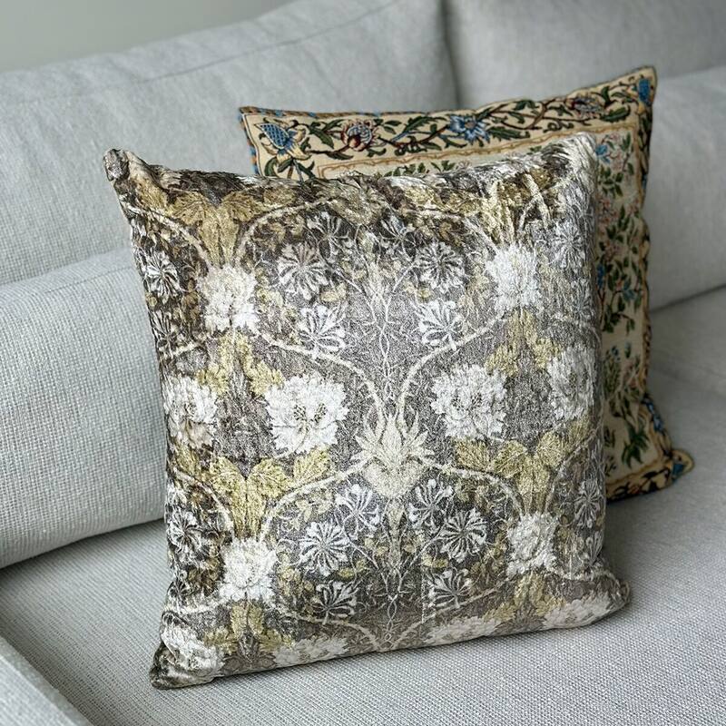 Monogram Velvet Embroidered Square Decorative Throw Pillow