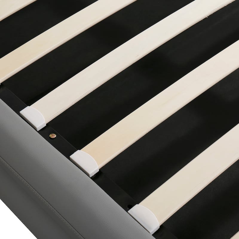 Queen Size Storage Bed Sleigh Bed Platform Bed with Hydraulic Storage System and LED Headboard Sleigh Design Low Profile Bed