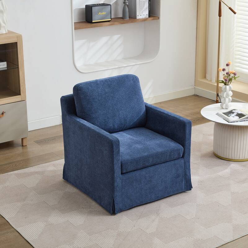 29.92'' Swivel Accent Chair, Upholstered Skirted Swivel Chair with Removable Back Cushion, 360 Degree Comfy Armchair