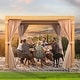 preview thumbnail 73 of 188, EROMMY Outdoor Louvered Pergola Gazebo with Adjustable Aluminum Rainproof Roof 10'x10' - Wood