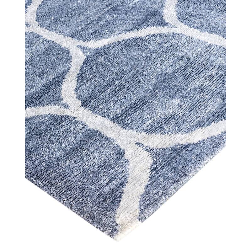 Modern One-of-a-Kind Hand-Knotted Area Rug, Blue - 8' 2" x 10' 1"