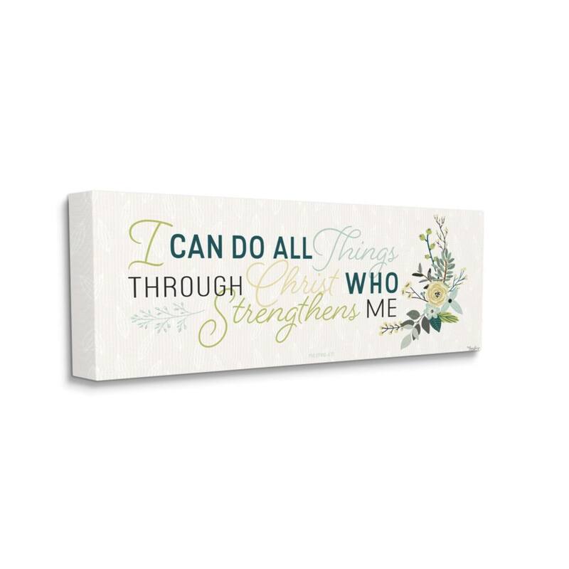 Stupell He Strengthens Me Faith Based Inspirational Quote Canvas Wall Art