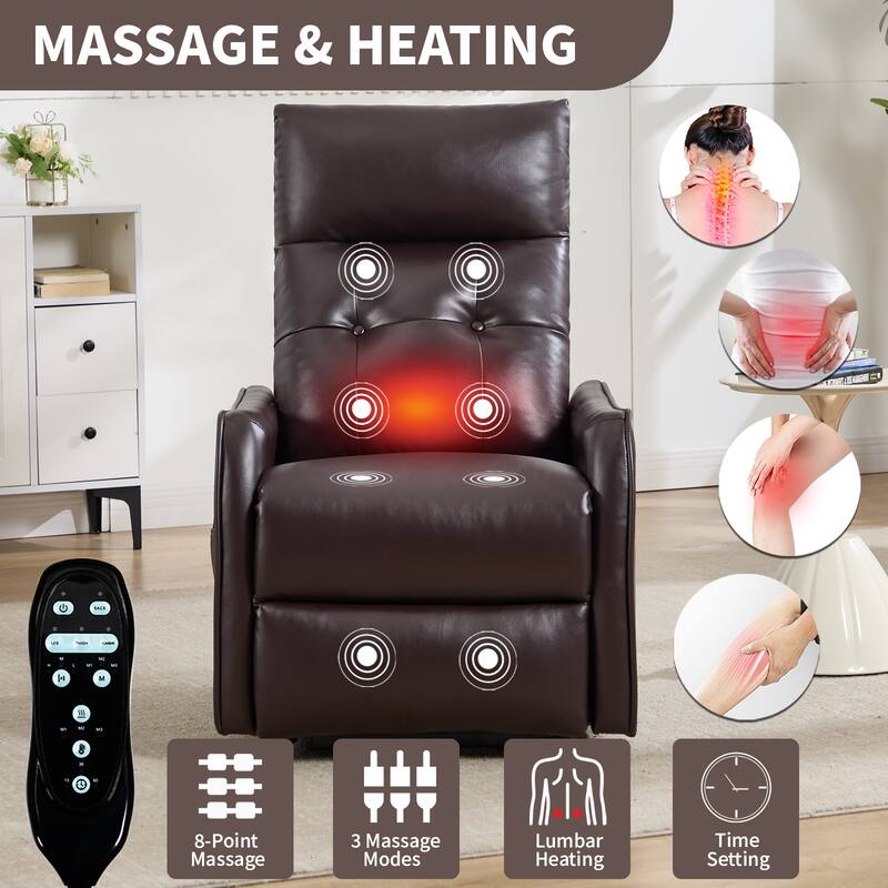 PU Leather Power Lift Recliner Chair with Massage & Heat, Single Motor Heavy Duty Electric Recliner, Sofa Chair with USB Port