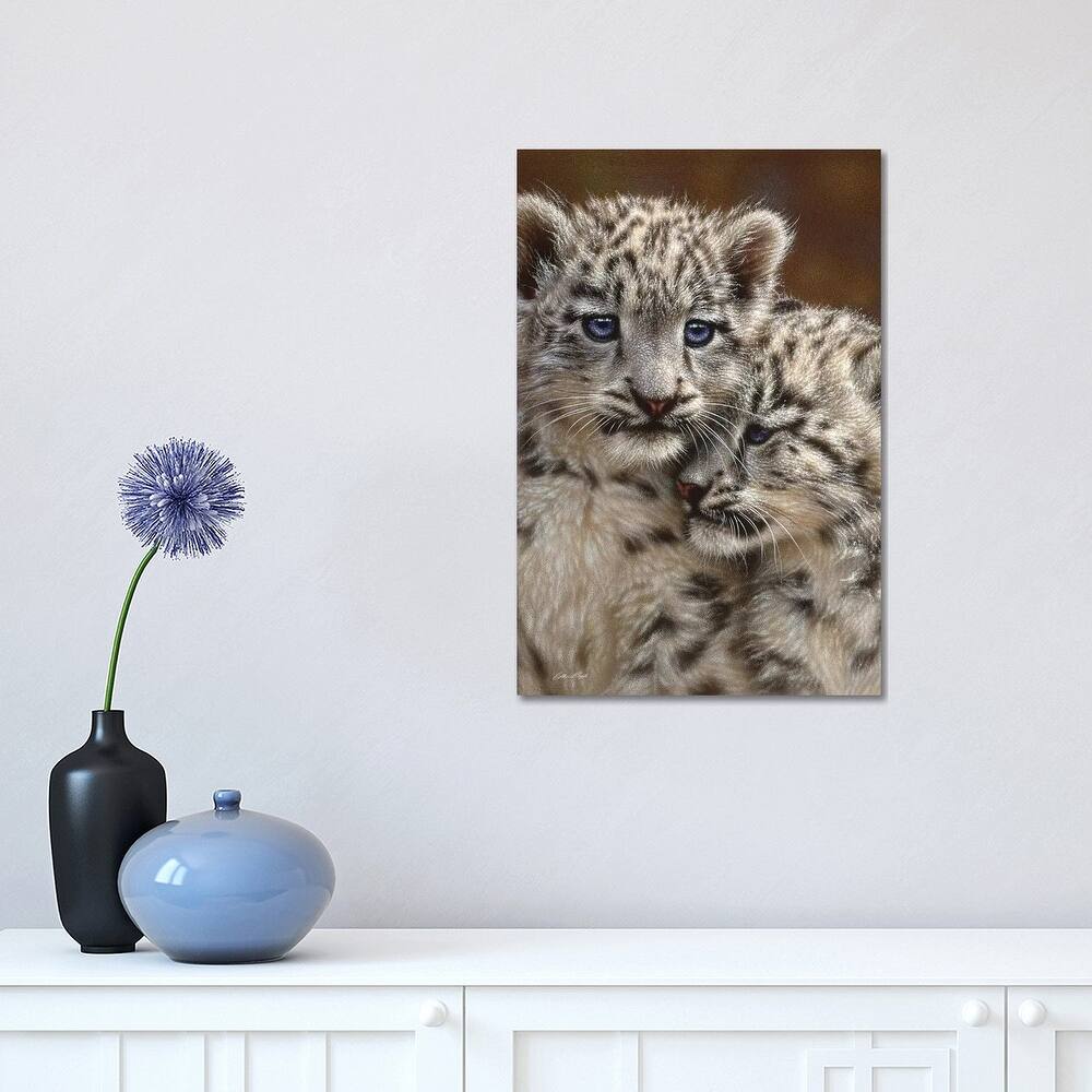 iCanvas "Snow leopard Cub Playmates, Vertical" by Collin Bogle Canvas Print