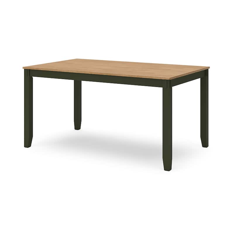 Gasy Dining Table Set with 4 Chairs, 1 Bench, Dark Green Wood, Brown
