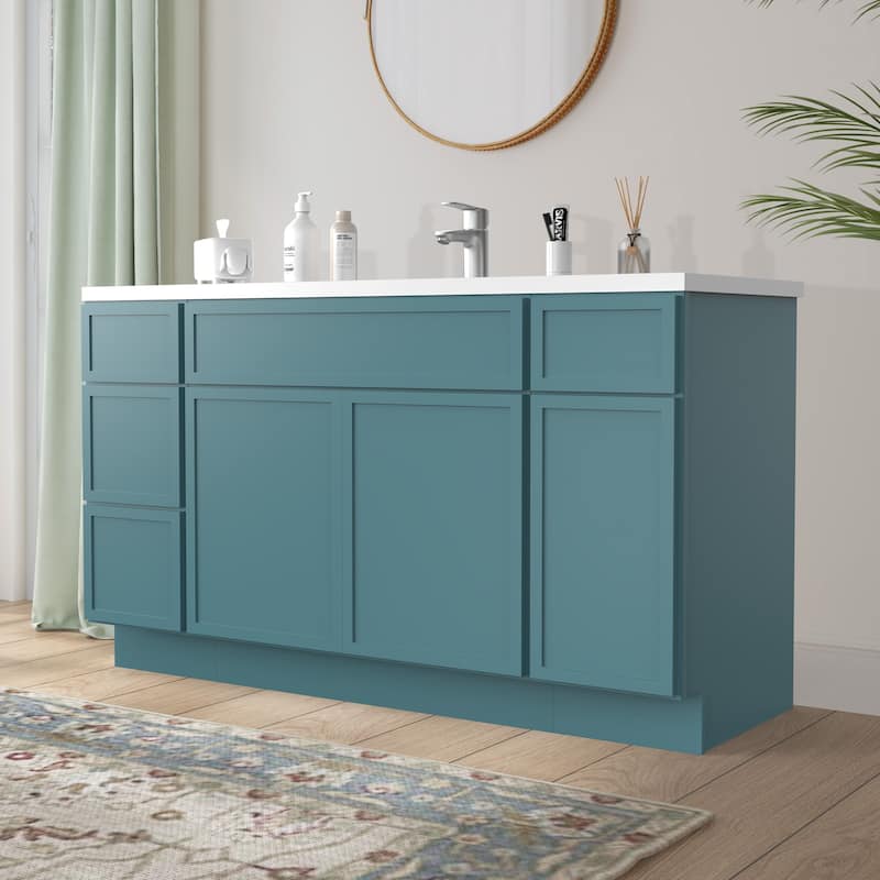 Vanity Art 57" Birch Freestanding Bathroom Vanity Cabinet without Top