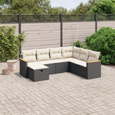 vidaXL Patio Sofa Set with Cushions Outdoor Conversation Furniture Poly Rattan