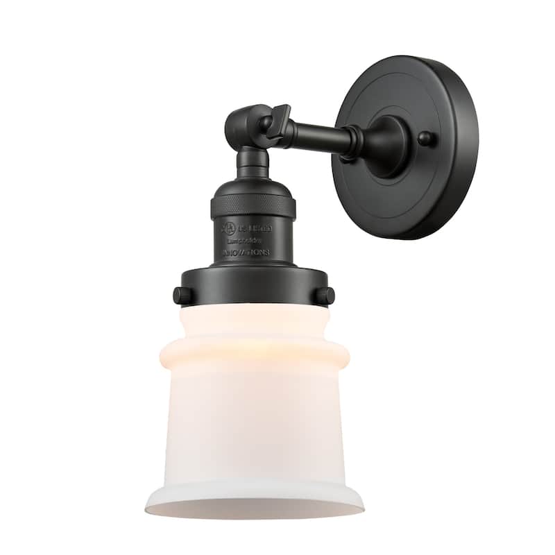 Innovations Lighting Small Canton Single Light 11" Tall Bathroom - Oil Rubbed Bronze / Matte White
