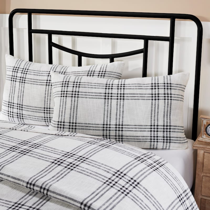 Black Plaid King Sham 21x37