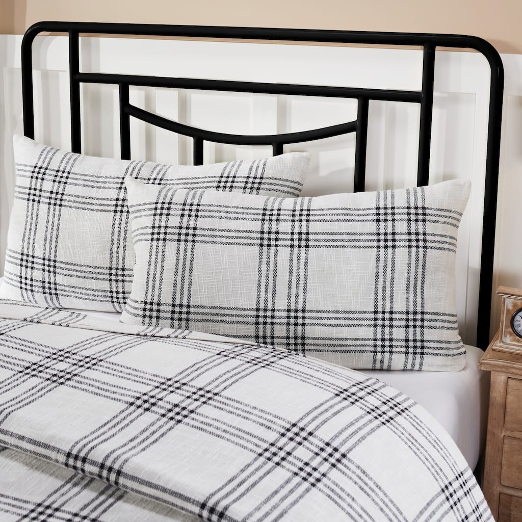 Black Plaid King Sham 21x37