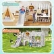 preview thumbnail 9 of 12, 10 in 1 Toddler Slide with Basketball Hoop, Outdoor Slide for Toddlers Age 1-3 with Kid Playhouse