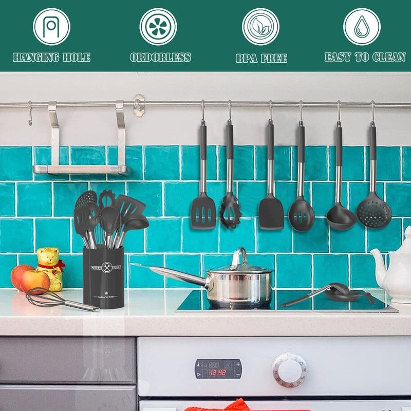 Silicone Kitchen Cooking Utensils Set-Umite Chef 43 pcs Heat Resistant Kitchen Utensils