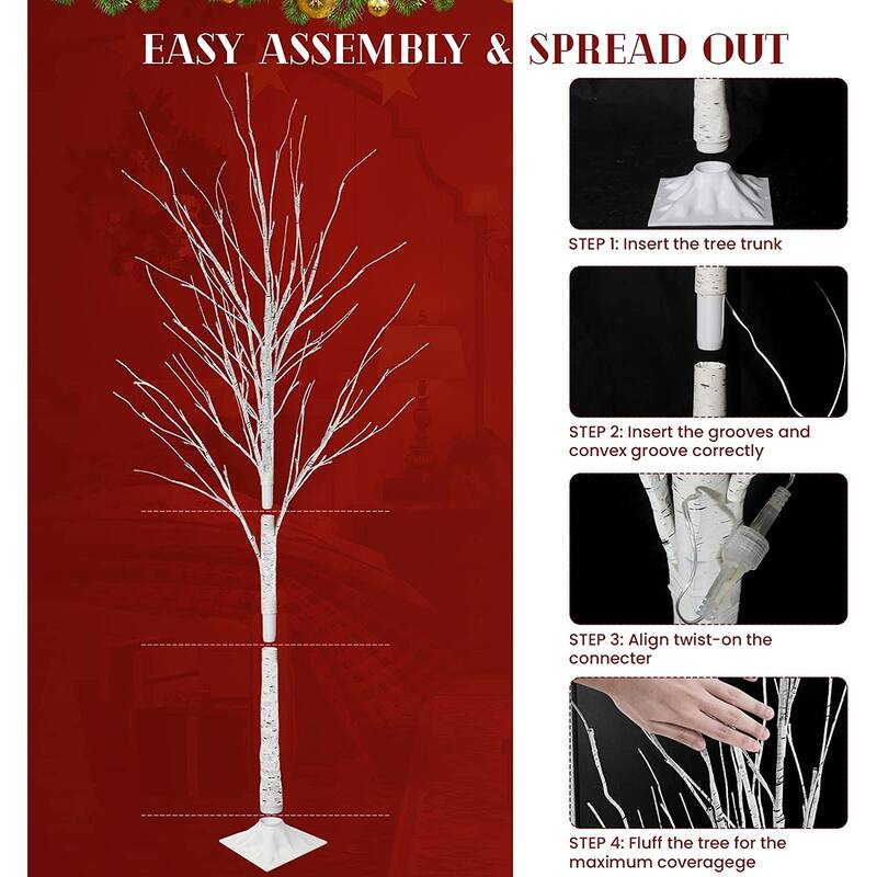 Mieres 3 Pieces Christmas Tree With Warm LED Lights, Indoor and Outdoor Decoration Lights - N/A