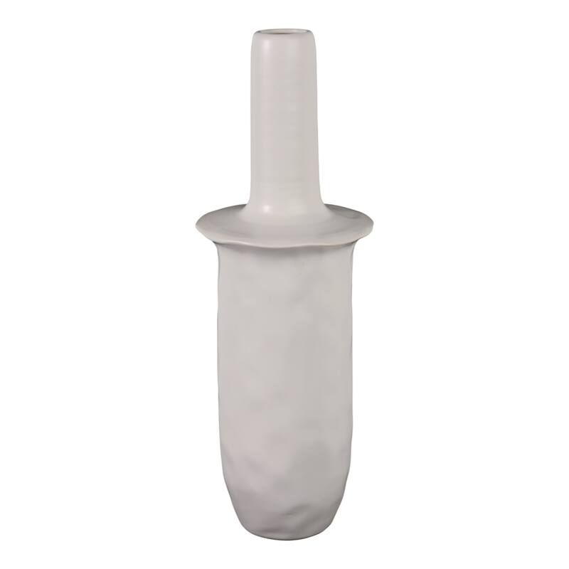 Decorative Vase - Ivory Ceramic Unique Flared Top