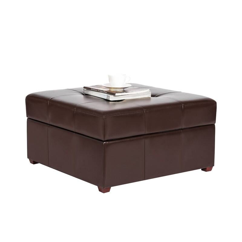 ADECO Storage Ottoman Square Bench Tufted Footrest for Living Room