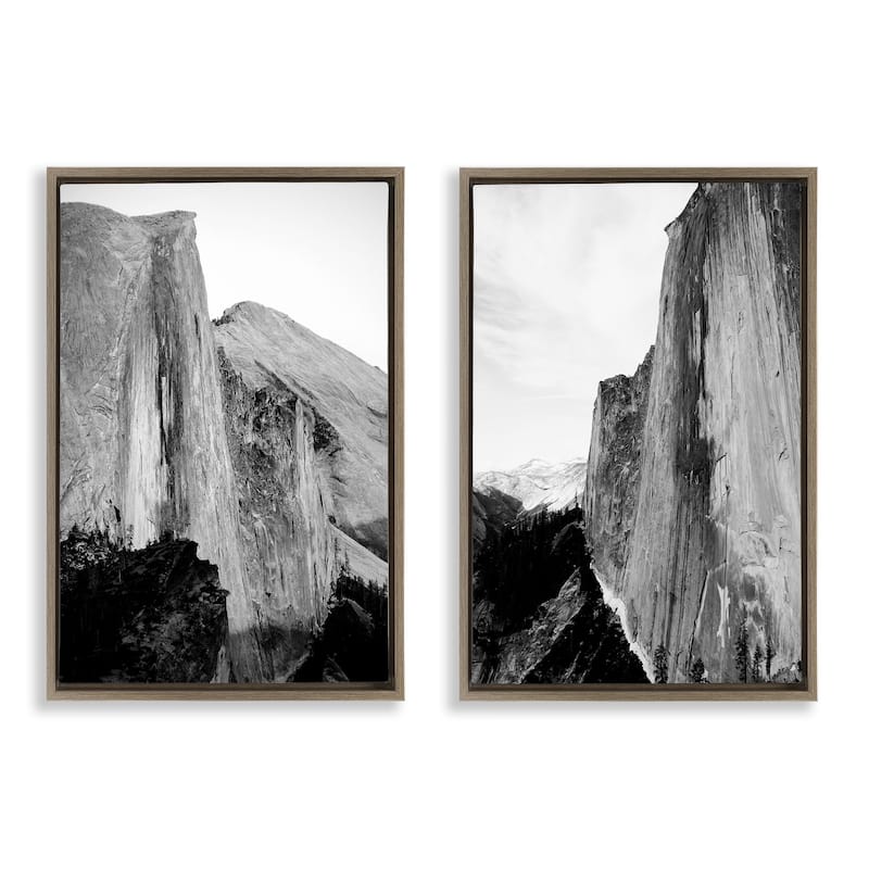 Stupell Monochrome Yosemite Cliffs Framed Floater Canvas Wall Art Design By Gemma Bardot (Set of 2) - 21 x 31 - Brown