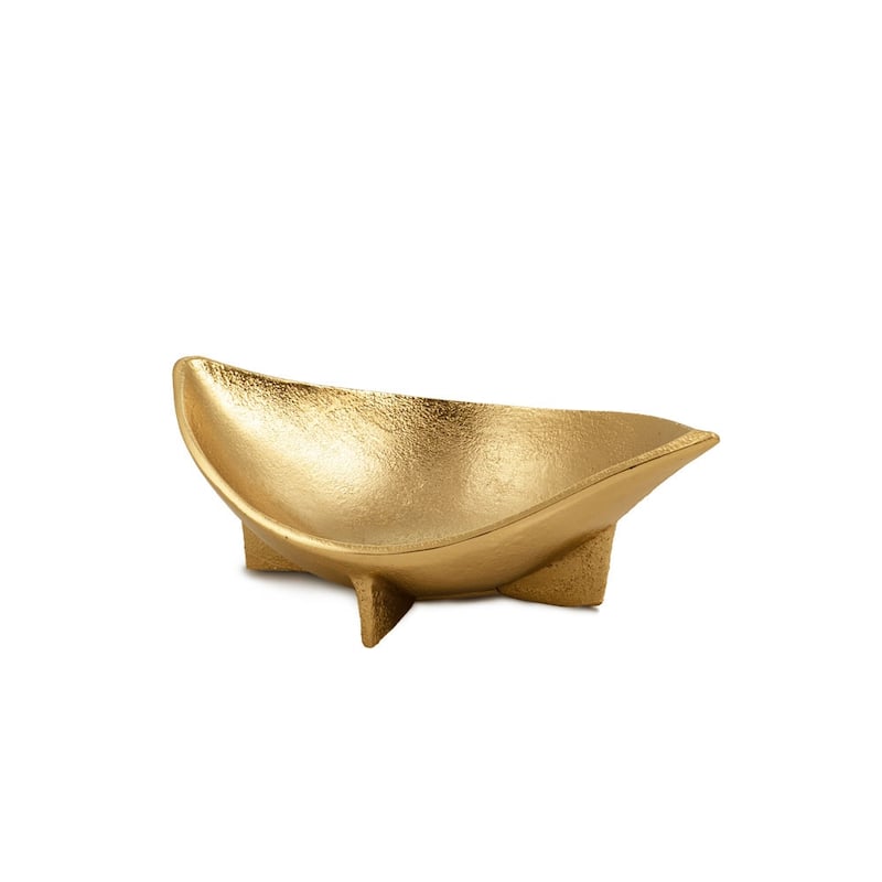 HomeRoots 12" Gold Aluminum Oval Eye Shaped Centerpiece Bowl - 11.5' X '4' X '7.5