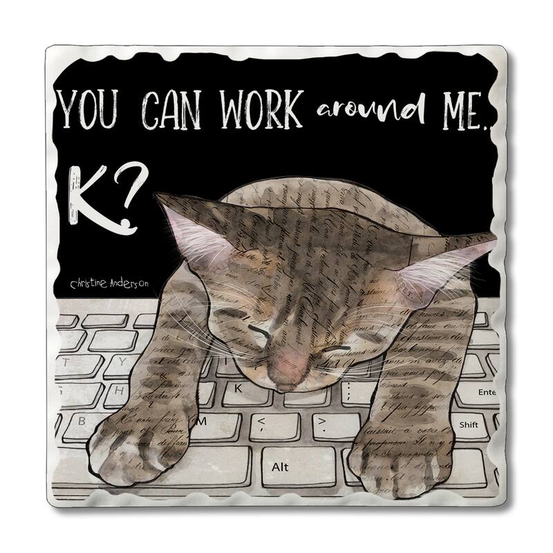 Counterart Absorbent Stone Coasters - Work Around Me - Set of 4 - 4x4x1.528