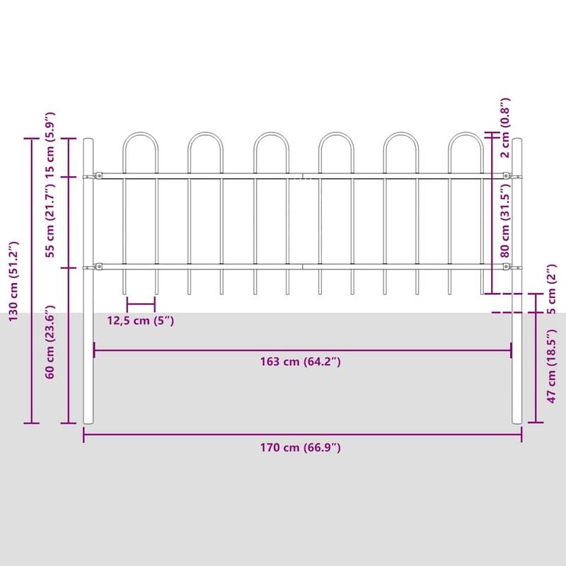 vidaXL Garden Fence Powder-coated steel Gray