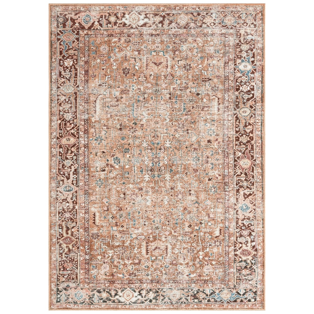 Everwash Callaghan Edith Distressed Vintage Machine Washable Area Rug