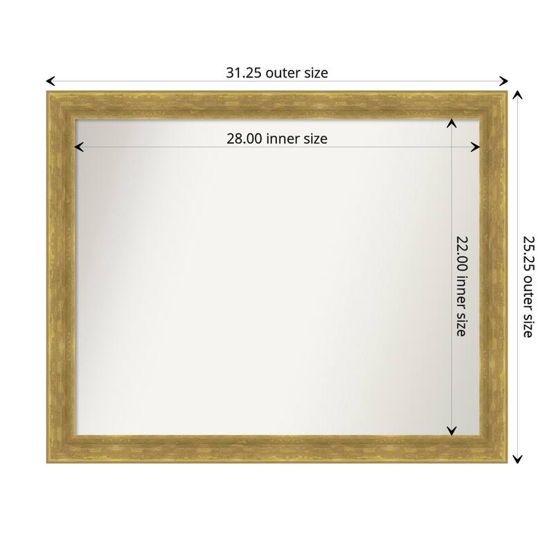 Angled Gold Framed Non-Beveled Custom Wall Mirror, Bathroom Vanity Mirror