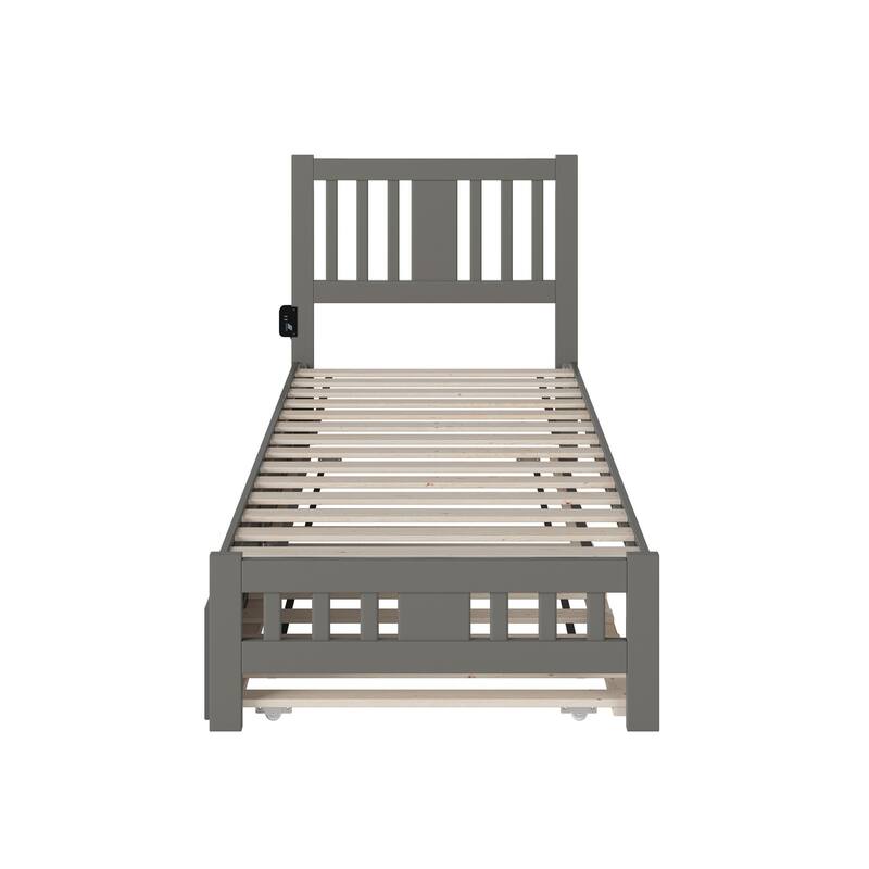 Tahoe Twin XL Bed with Footboard and Twin XL Trundle in Grey
