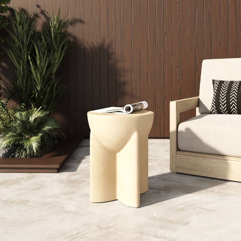 Modrest Elsa Modern Beige Concrete Round End Table