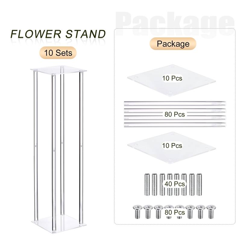 Wedding Flower Stand Vase Column, Acrylic Flower Stand 10 Pcs - Clear - 31.5 Inch
